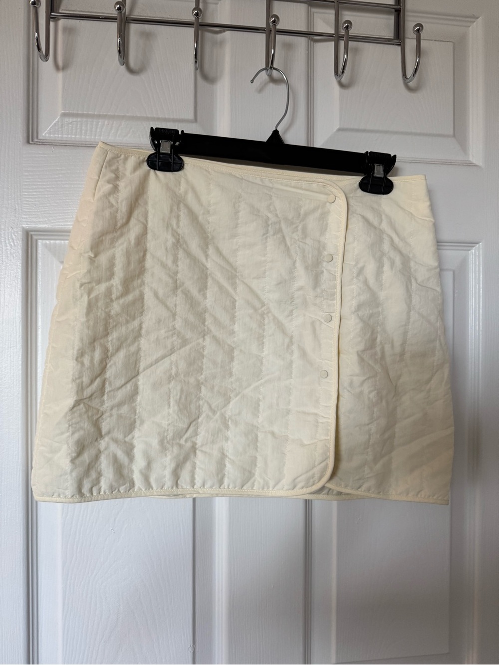 Zara Cream Quilted Wrap-Front Mini Skirt